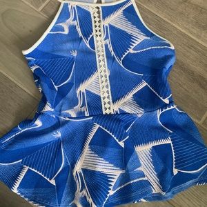 Blue/White Peplum Top